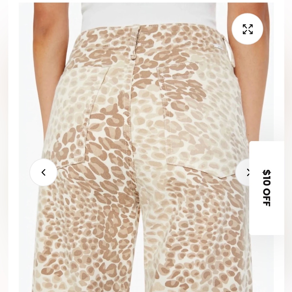 MOTHER Beige Leopard Print Wide-Leg Jeans - Picture 6 of 11